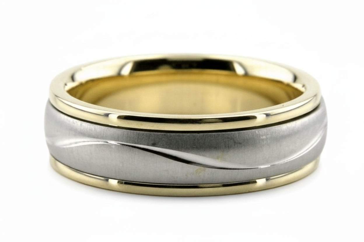 6mm 10K 14K 18K Two Tone Gold Wedding Bands