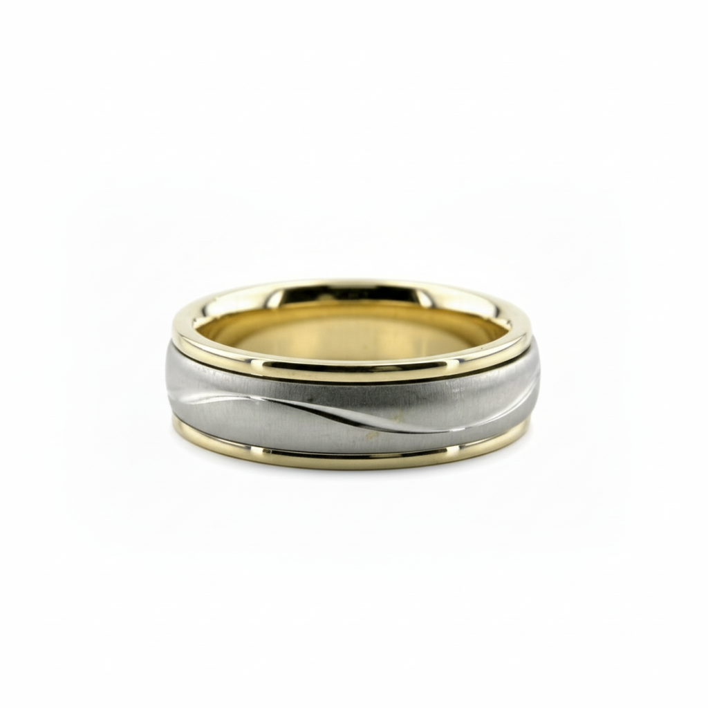6mm 10K 14K 18K Two Tone Gold Wedding Bands