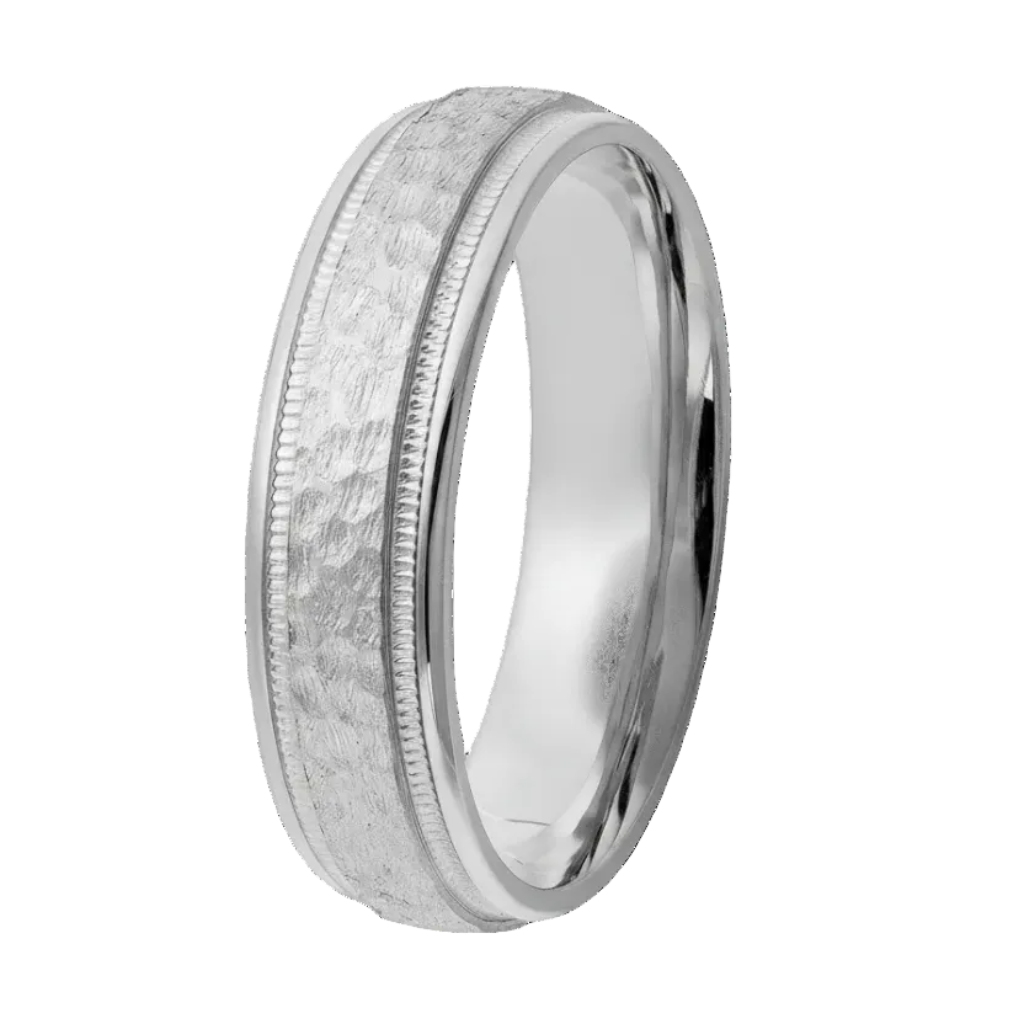 6mm 10K 14K 18K Solid White Gold Mens Wedding Bands