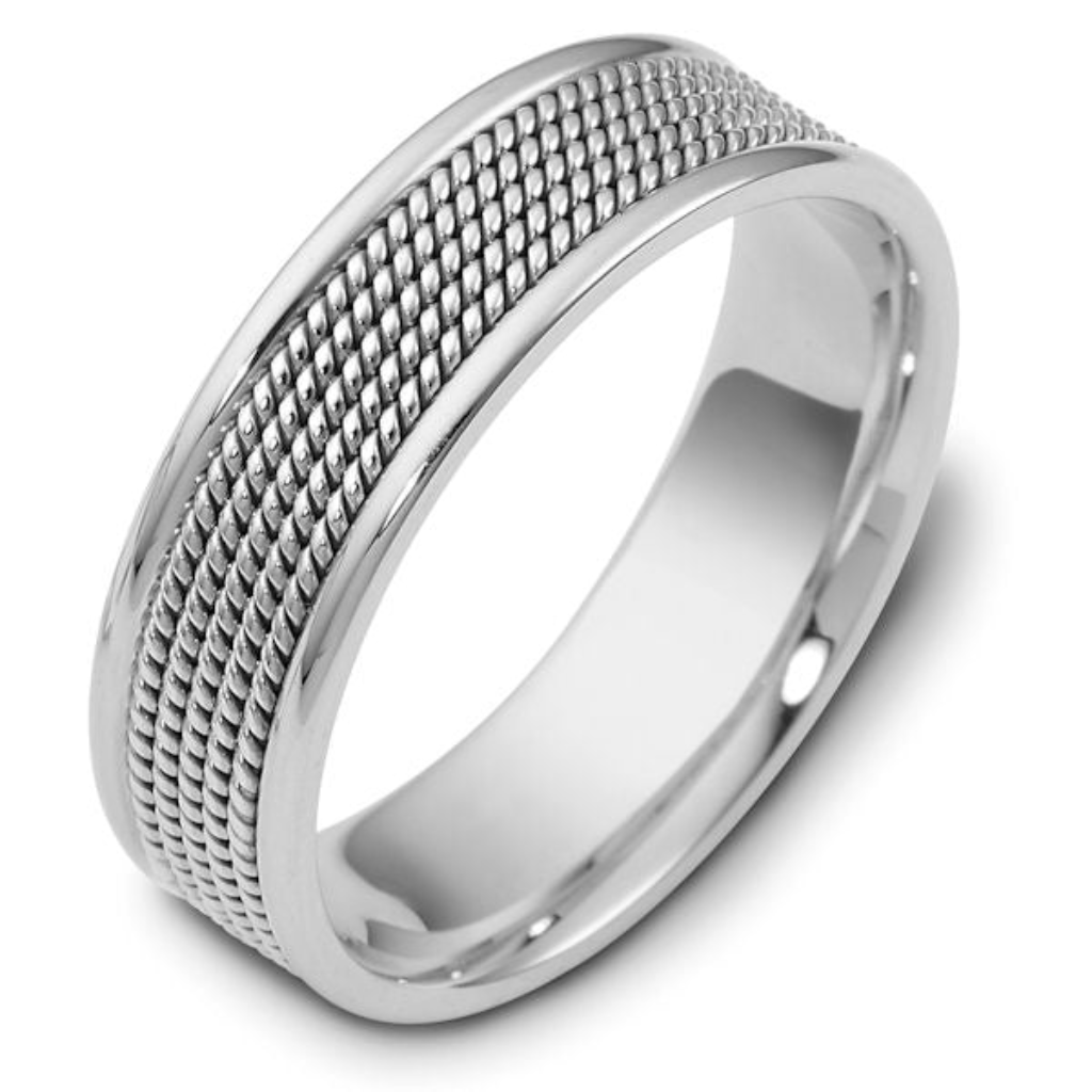 Platinum 7mm Handmade Rope Braided Wedding Band