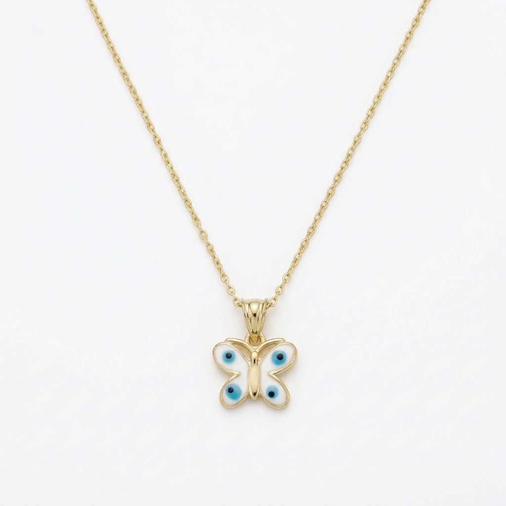 14K Solid Yellow Gold Butterfly Pendant or Necklace