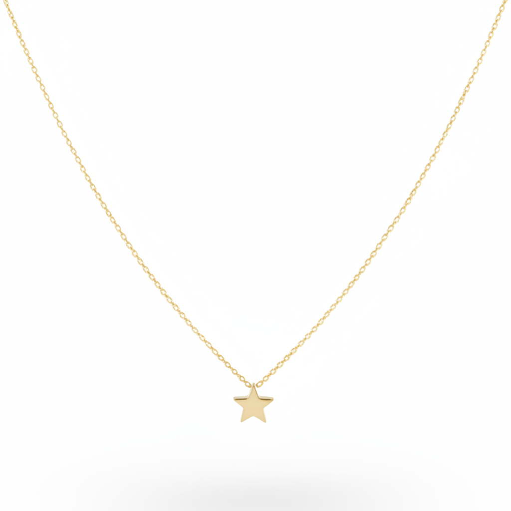 Collar de estrella minimalista de oro amarillo macizo de 14 quilates