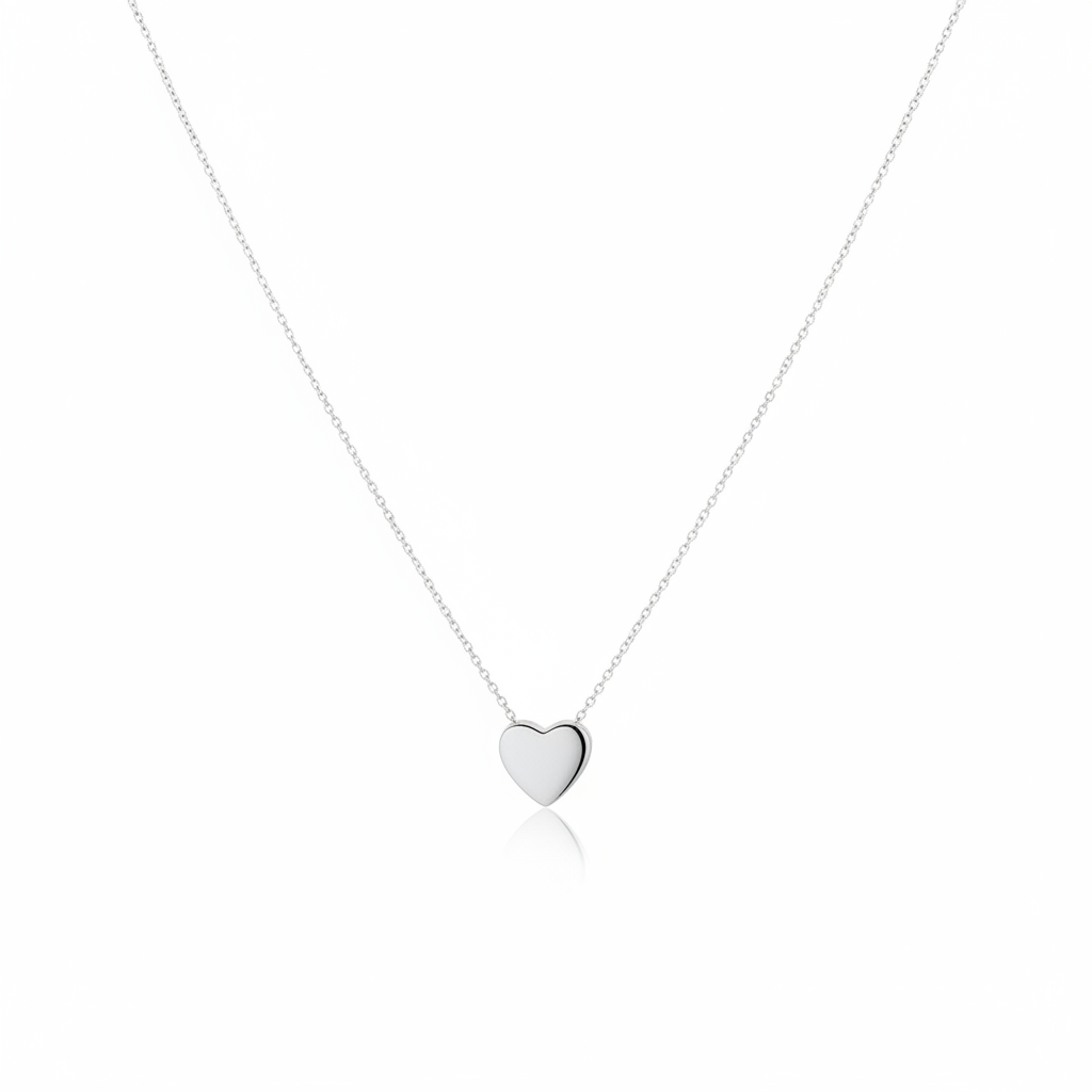 14K White Gold Dainty Heart Necklace