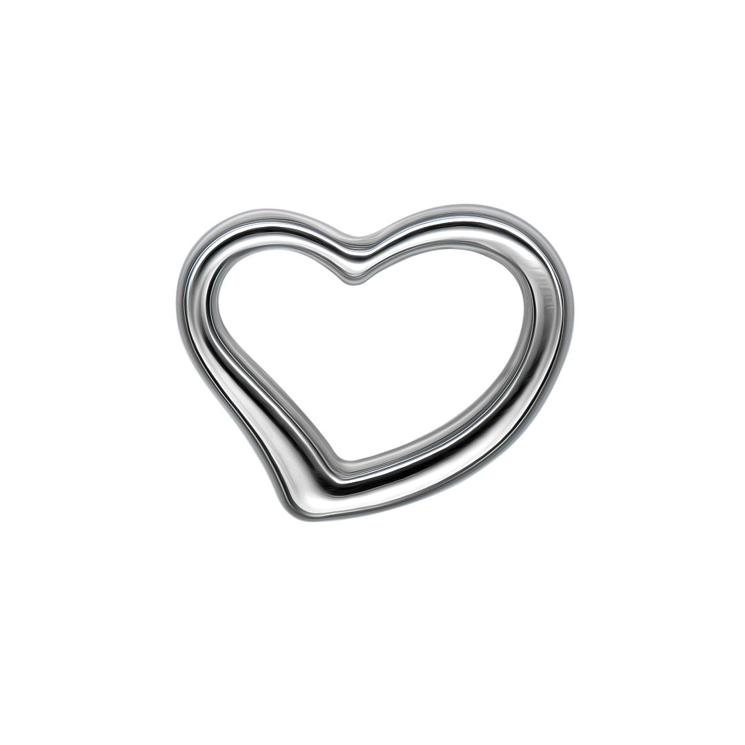 14K white gold heart necklace pendant, 18mm width, 14.5mm length, perfect for everyday wear and comes in a gift box.