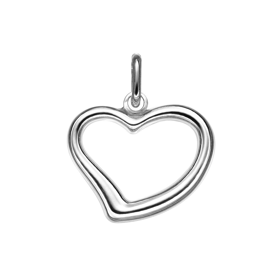 14K white gold heart pendant featuring a delicate open-heart design, perfect for everyday wear, comes in a gift box.
