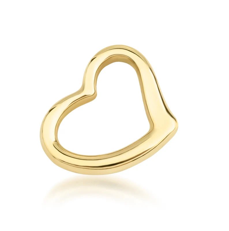 14K yellow gold heart pendant, delicate open-heart design ideal for everyday wear, presented in a gift box.