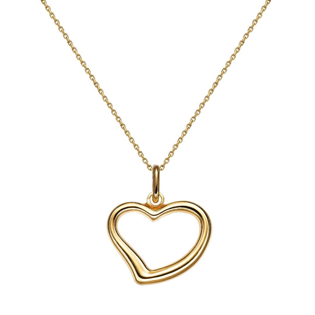 14K yellow gold heart pendant necklace, delicate and classy design perfect for everyday wear, comes in a gift box.