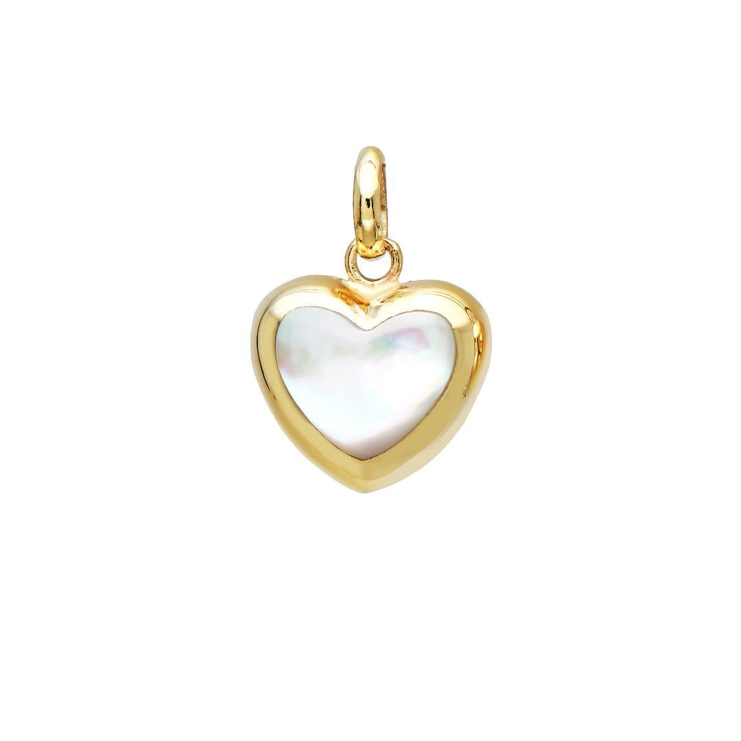 Colgante o collar de corazón inflado de nácar de oro amarillo de 14 quilates