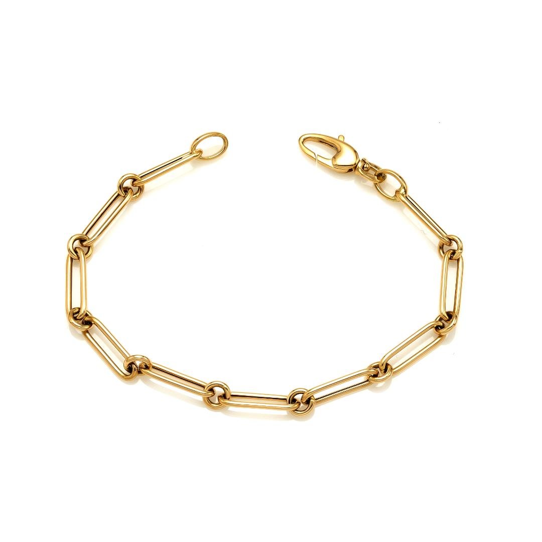 14K yellow gold paperclip link bracelet, 7 inches long, weighs 4g, stylish design, perfect gift for any occasion.