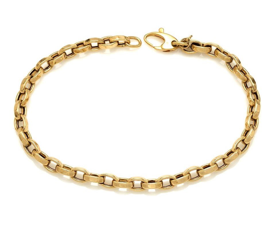 Stunning 14K yellow gold rolo chain bracelet, 8 inches long, 3.3 grams, elegant gift box included.