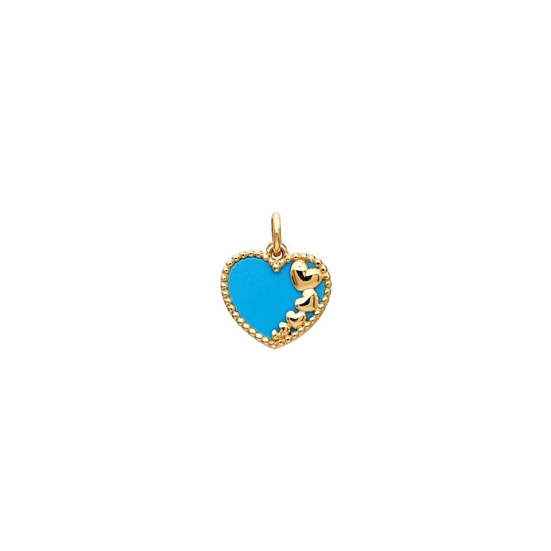 14K yellow gold turquoise heart pendant necklace, 11.5mm size, elegant jewelry piece for stylish gifts.