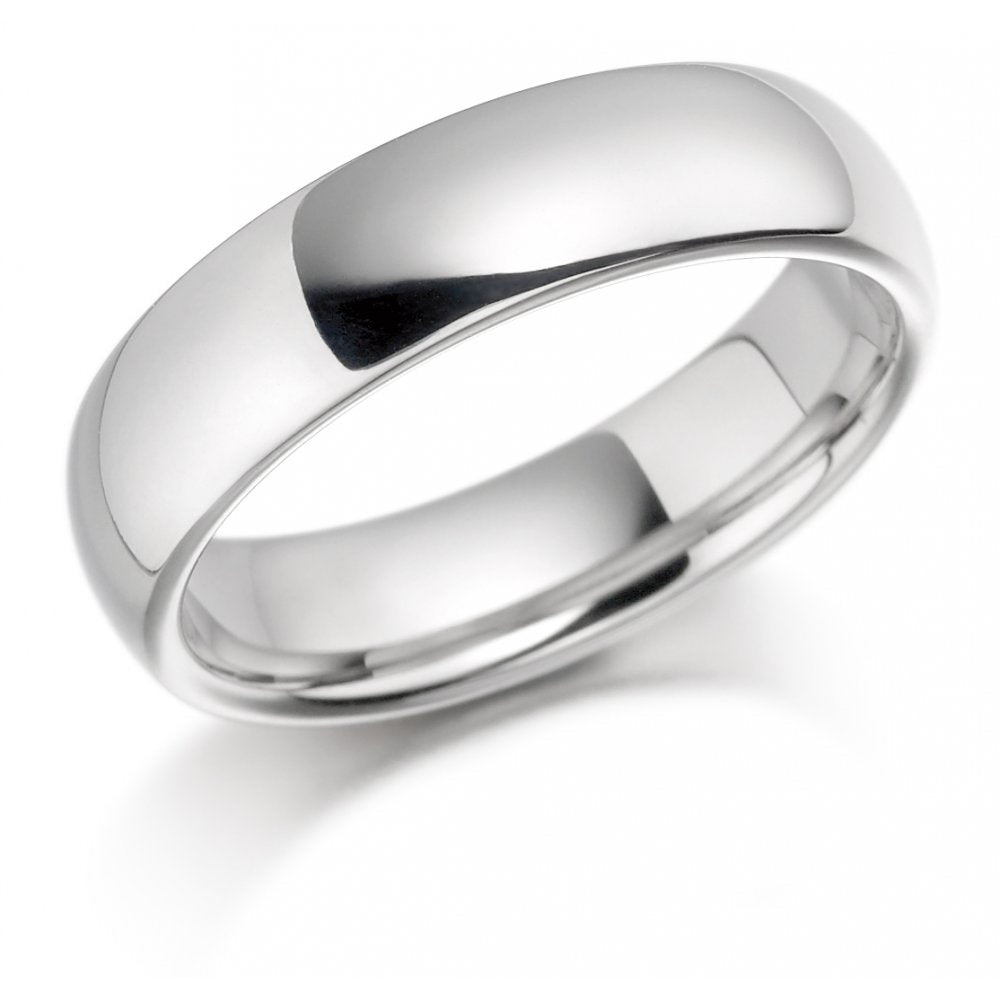 6mm Platinum Plain Dome Wedding Bands
