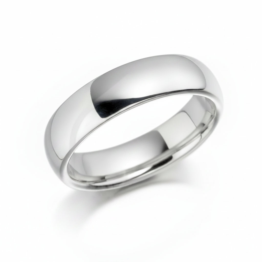 6mm 14K Solid White Gold Dome Wedding Bands