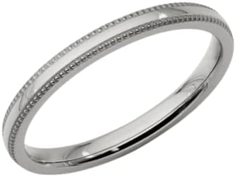 2mm 10K 14K 18K Yellow Gold Dome Milgrain Mens and Womens Wedding Bands