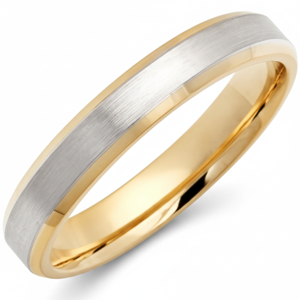 14K Solid White and Yellow Gold Wedding Bands
