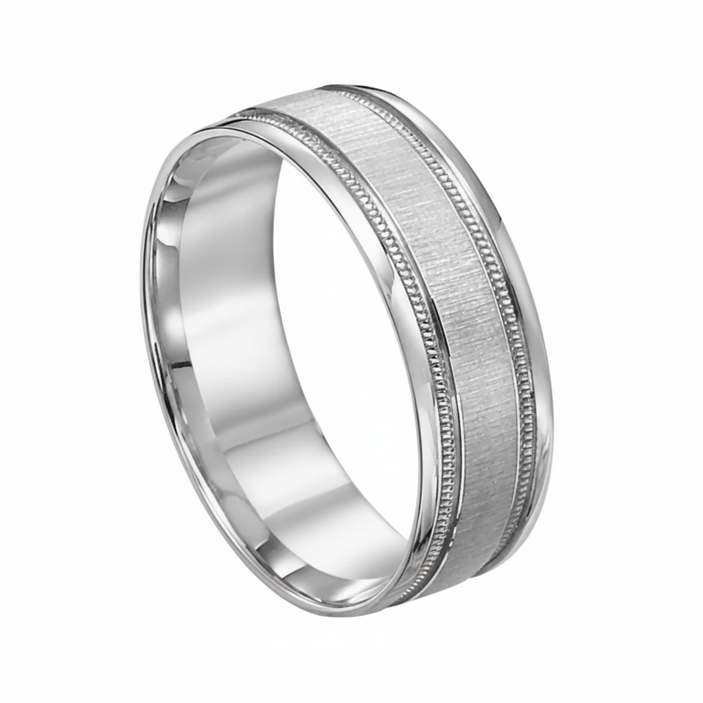 Alliances pour hommes en or blanc 10K 14K 18K Milgrain