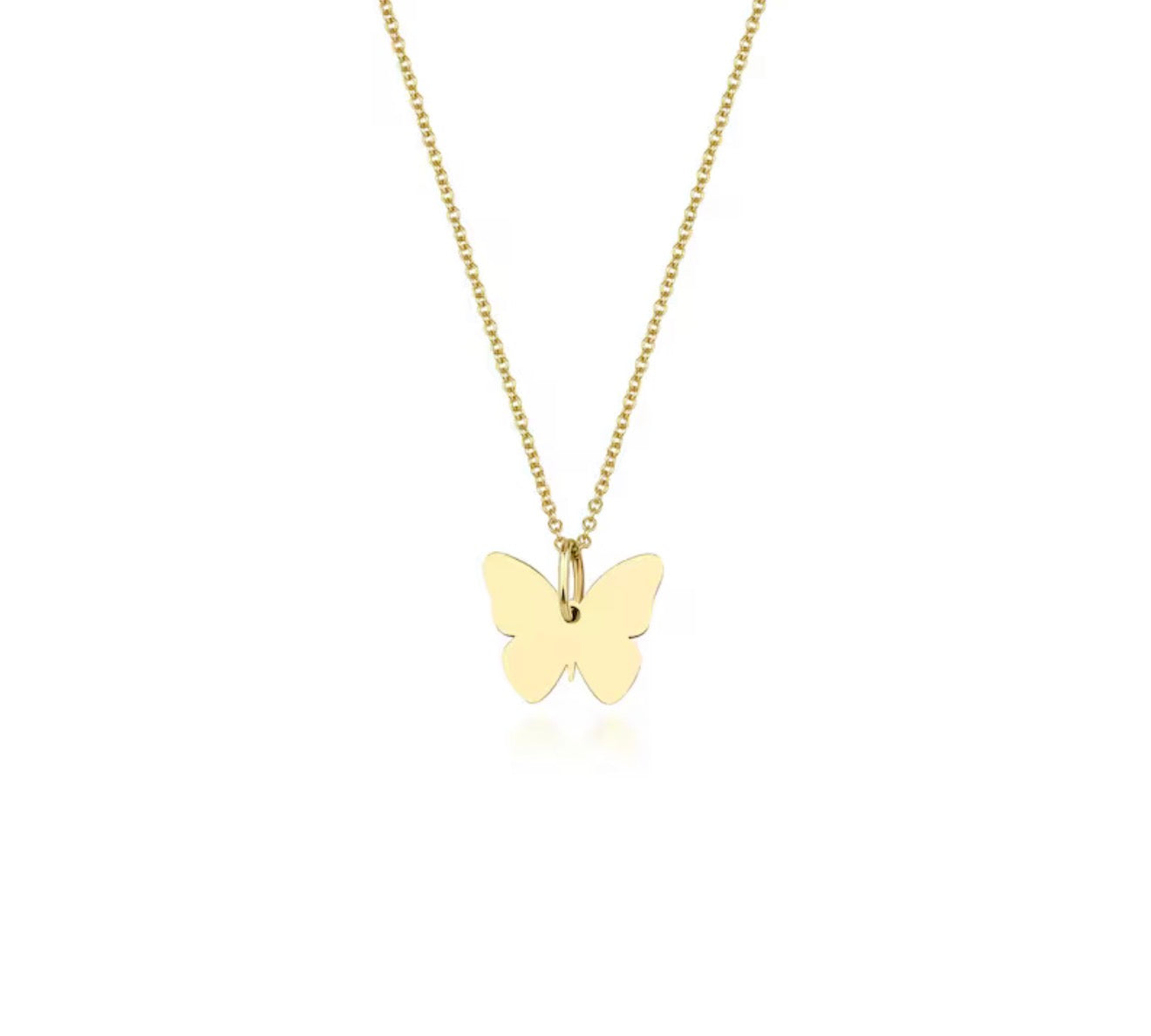 Collier papillon en or jaune massif 14 carats