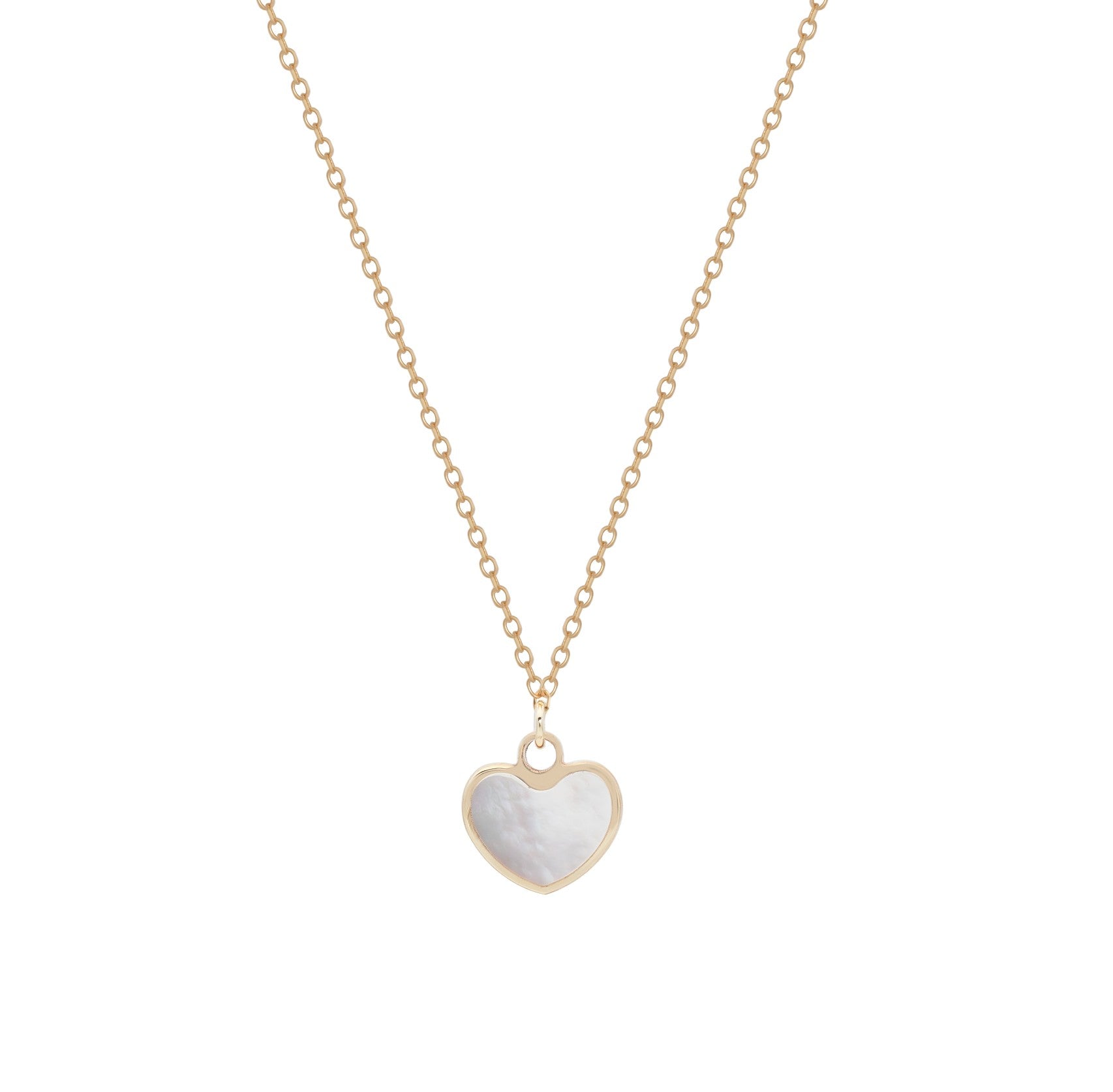 14K Yellow Gold Minimalist Mother of Pearl Heart Necklace