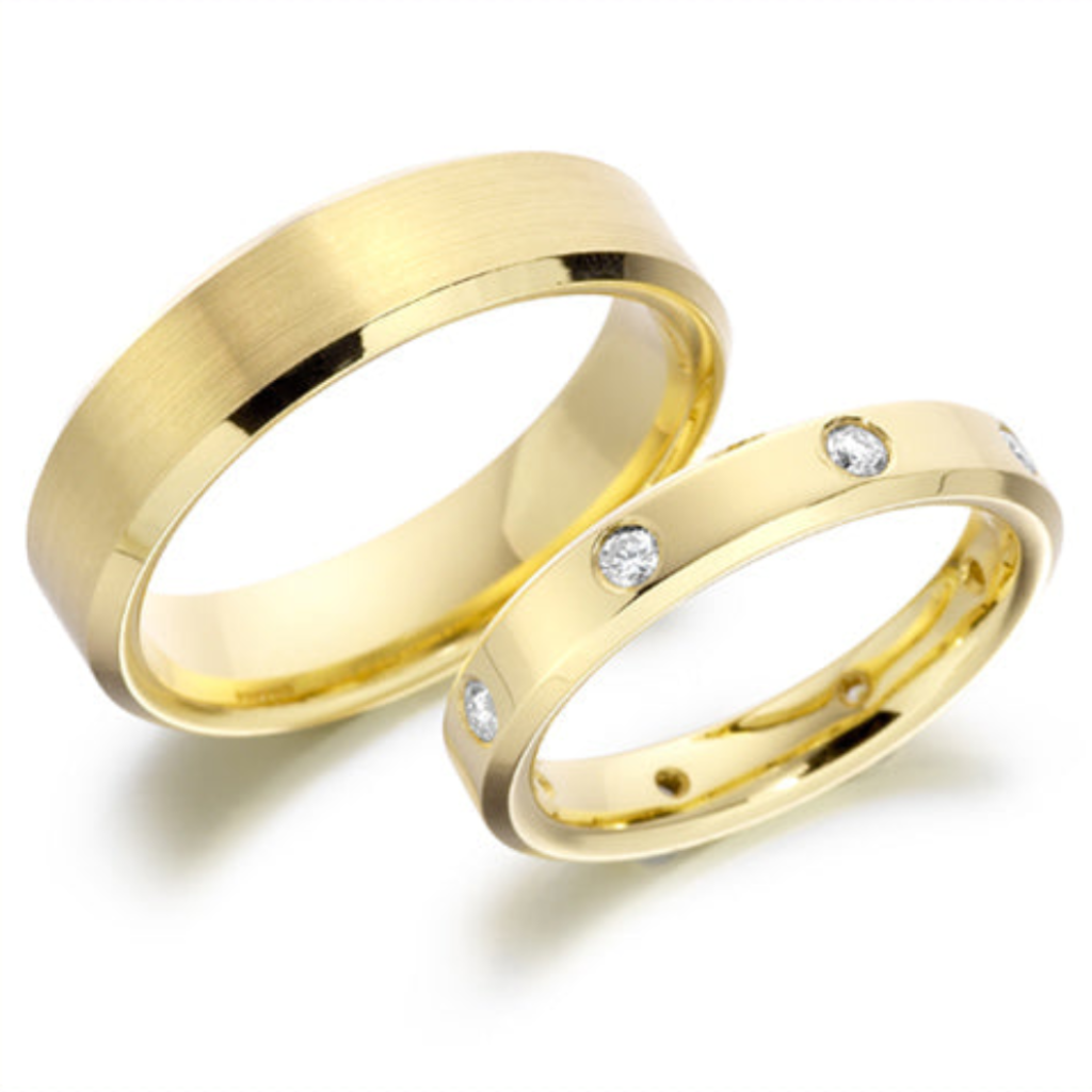 His and Hers Diamond Matching Wedding Rings Set