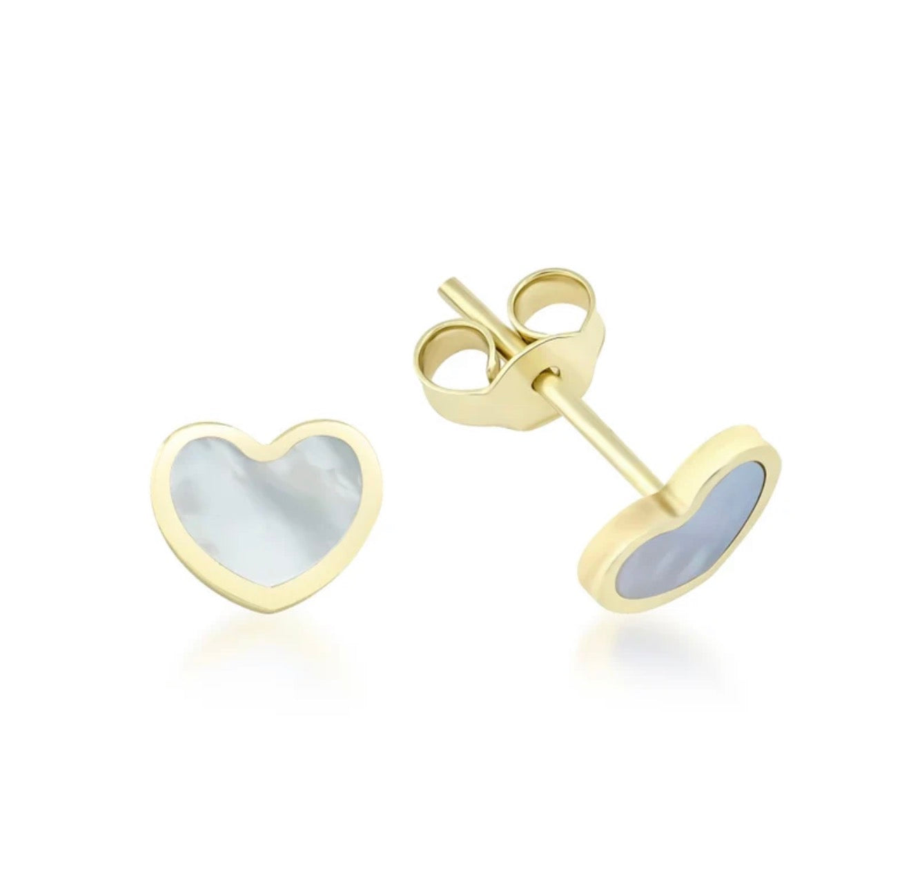 Pendientes de corazón de nácar de oro amarillo de 14 quilates
