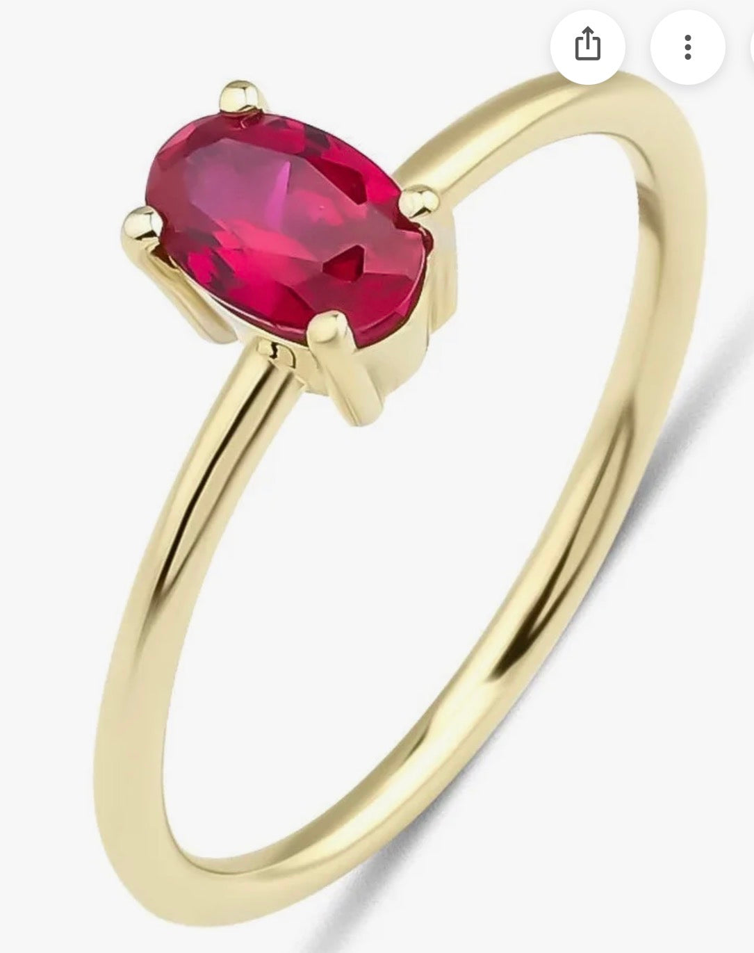 Anillo de compromiso con solitario de rubí en oro de 14 quilates