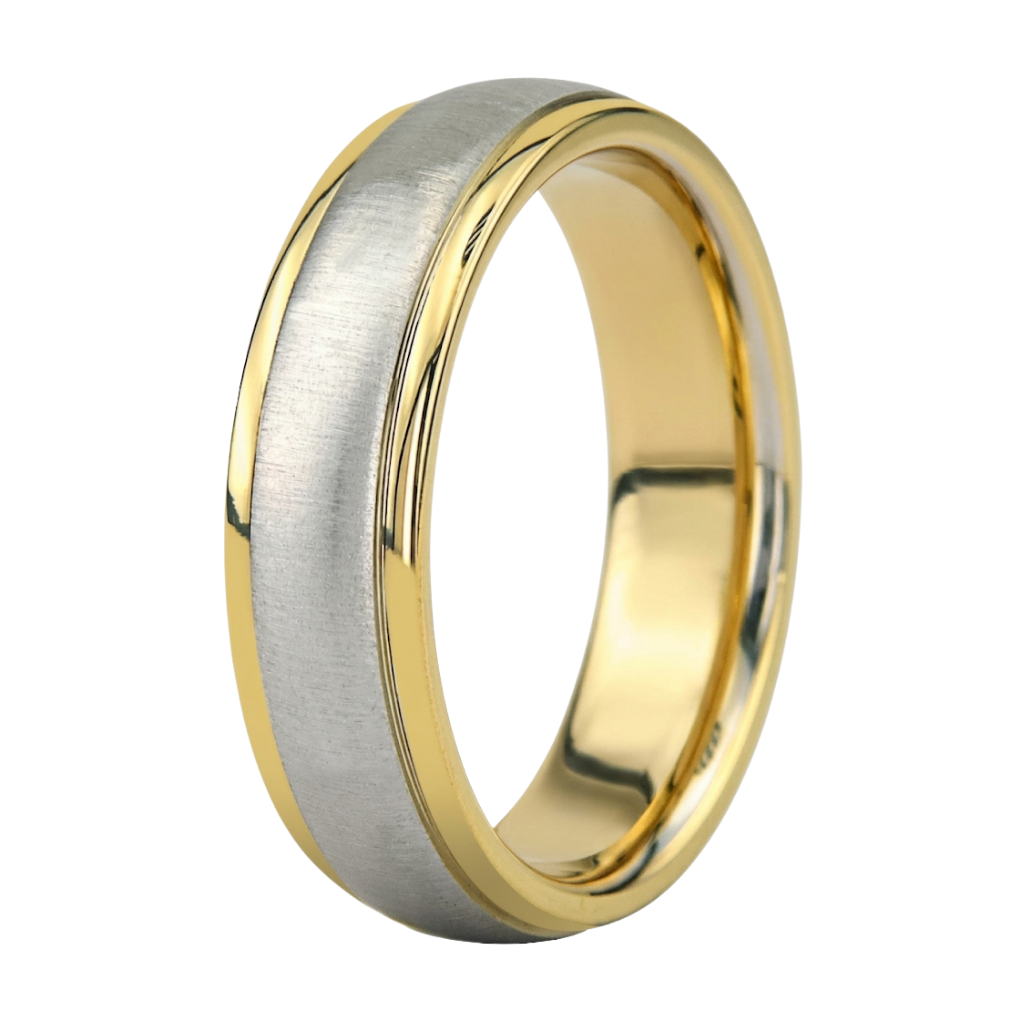 Anillos de boda para hombre de oro blanco y amarillo de 6 mm, 10 quilates, 14 quilates y 18 quilates