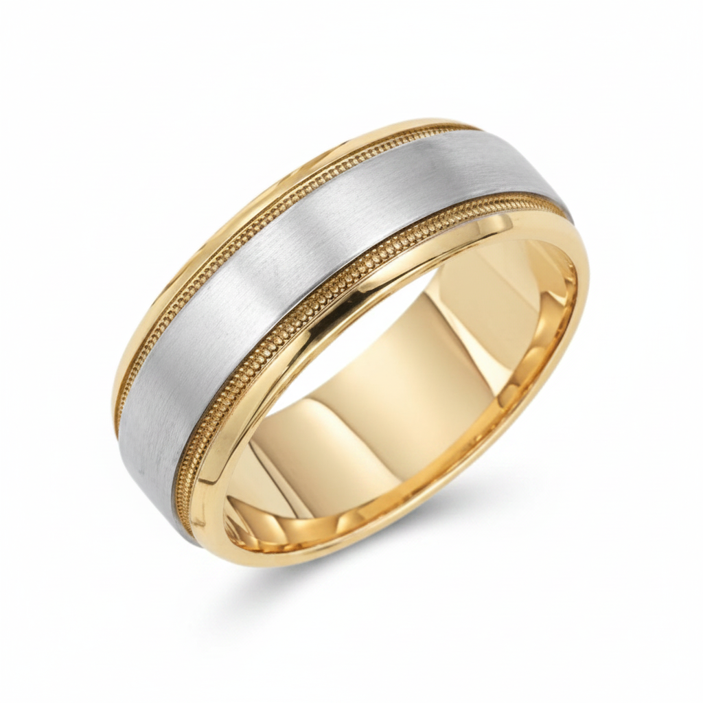 Alliances pour hommes en or blanc et jaune 7 mm 10K 14K 18K