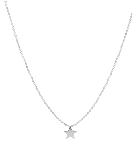 Collar de estrella minimalista de oro blanco macizo de 14 quilates