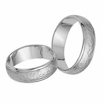 His and Hers Hammered Finish Wedding Bands