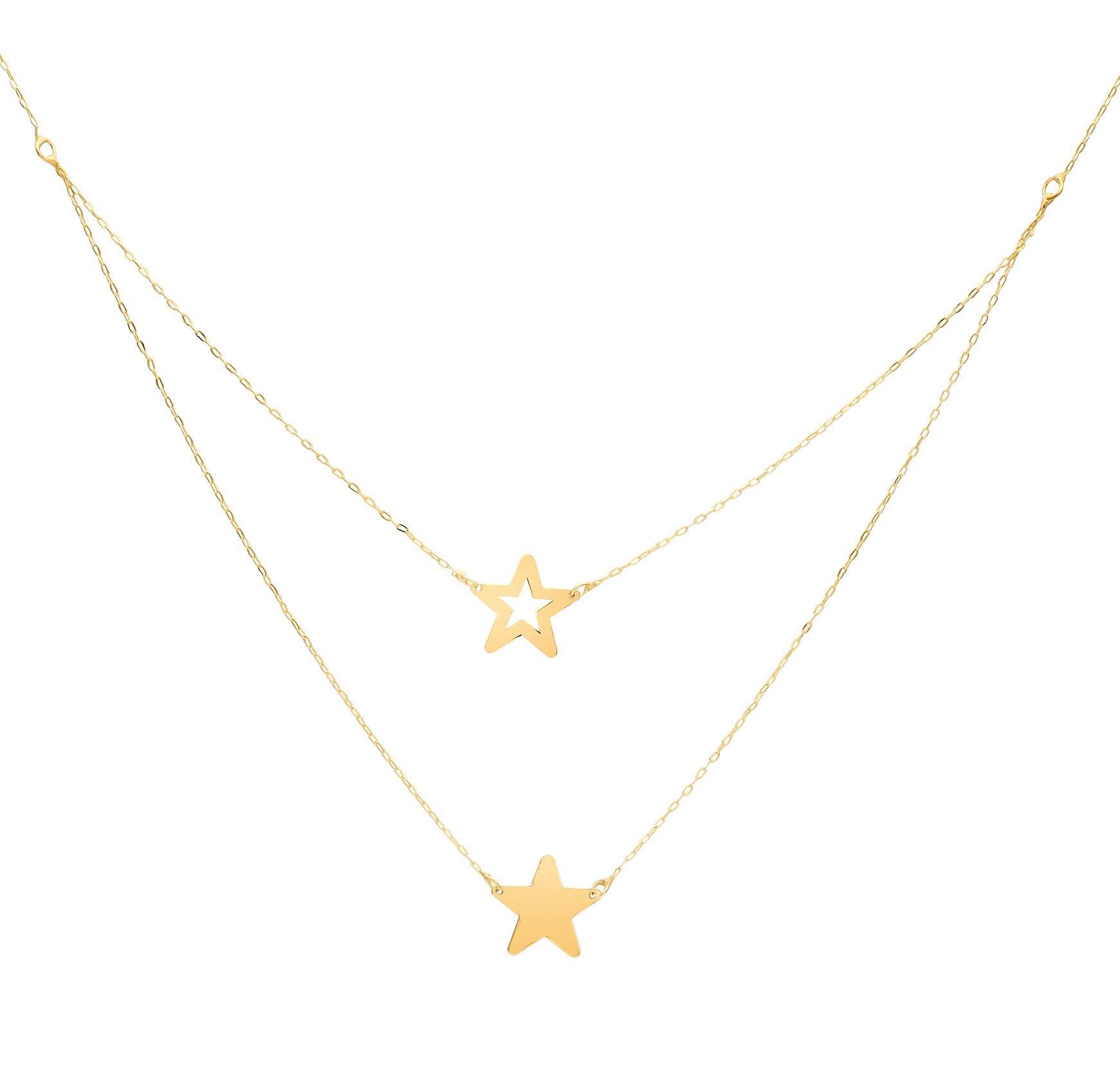 14K Solid Yellow Gold Dainty Star Necklace