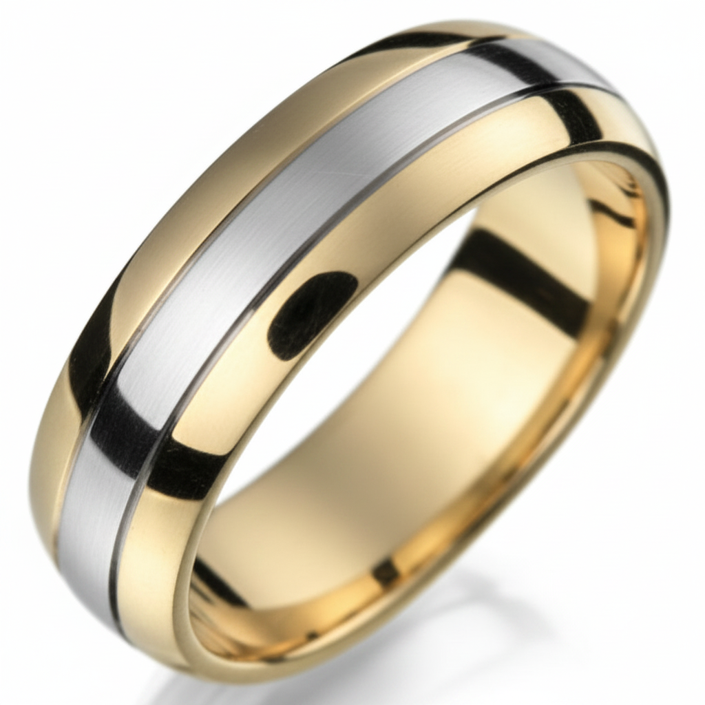 14K Solid White and Rose Gold Wedding Bands