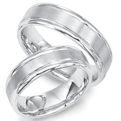 6mm 10K 14K 18K White Gold His and Hers Wedding Bands