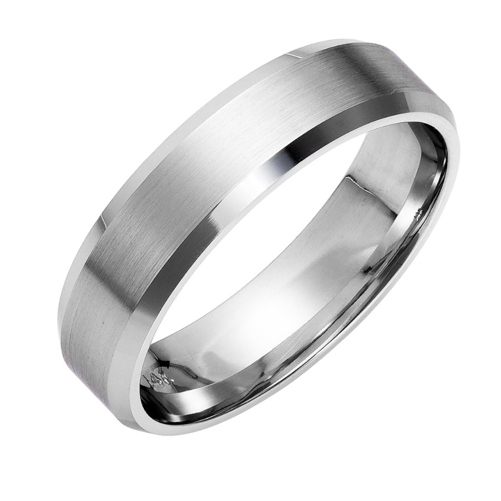 Beveled Edge Mens Wedding Bands