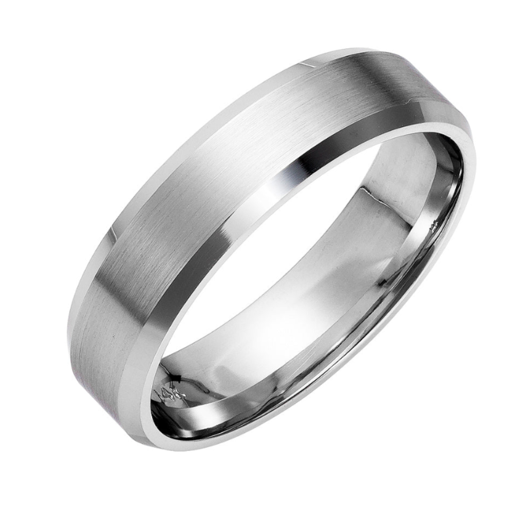 Platinum Beveled Edge Mens Wedding Rings