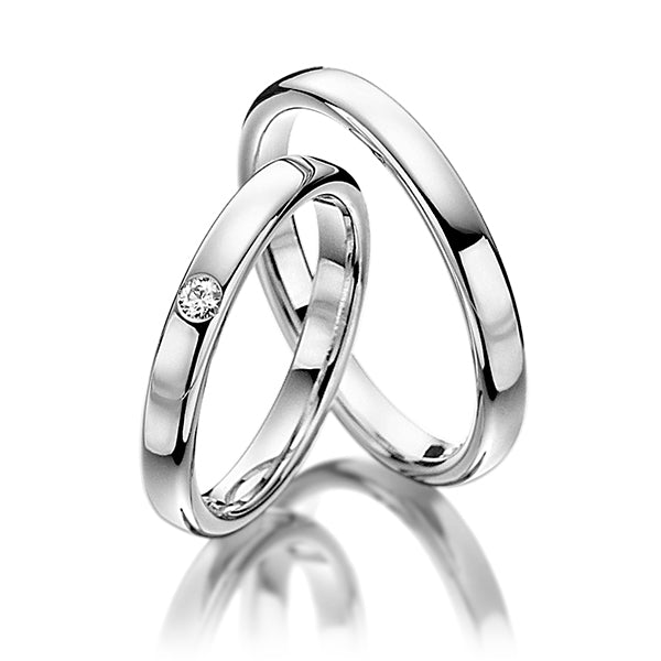 10K 14K 18K White Gold His and Hers Wedding Bands