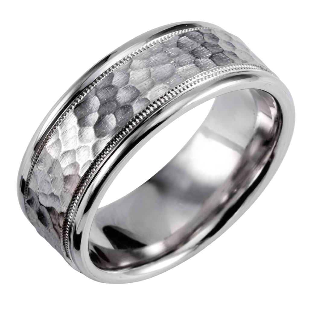Platinum Hammered Finish Wedding Bands