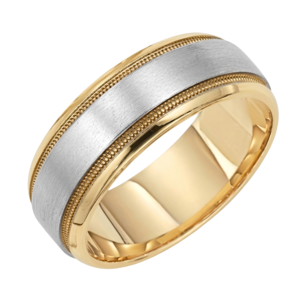 18K Yellow Gold and Platinum Mens Wedding Bands