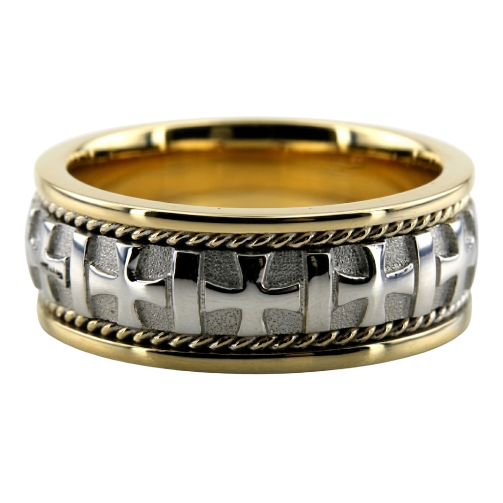 Platinum and 18K Yellow Gold Handmade Mens Wedding Band
