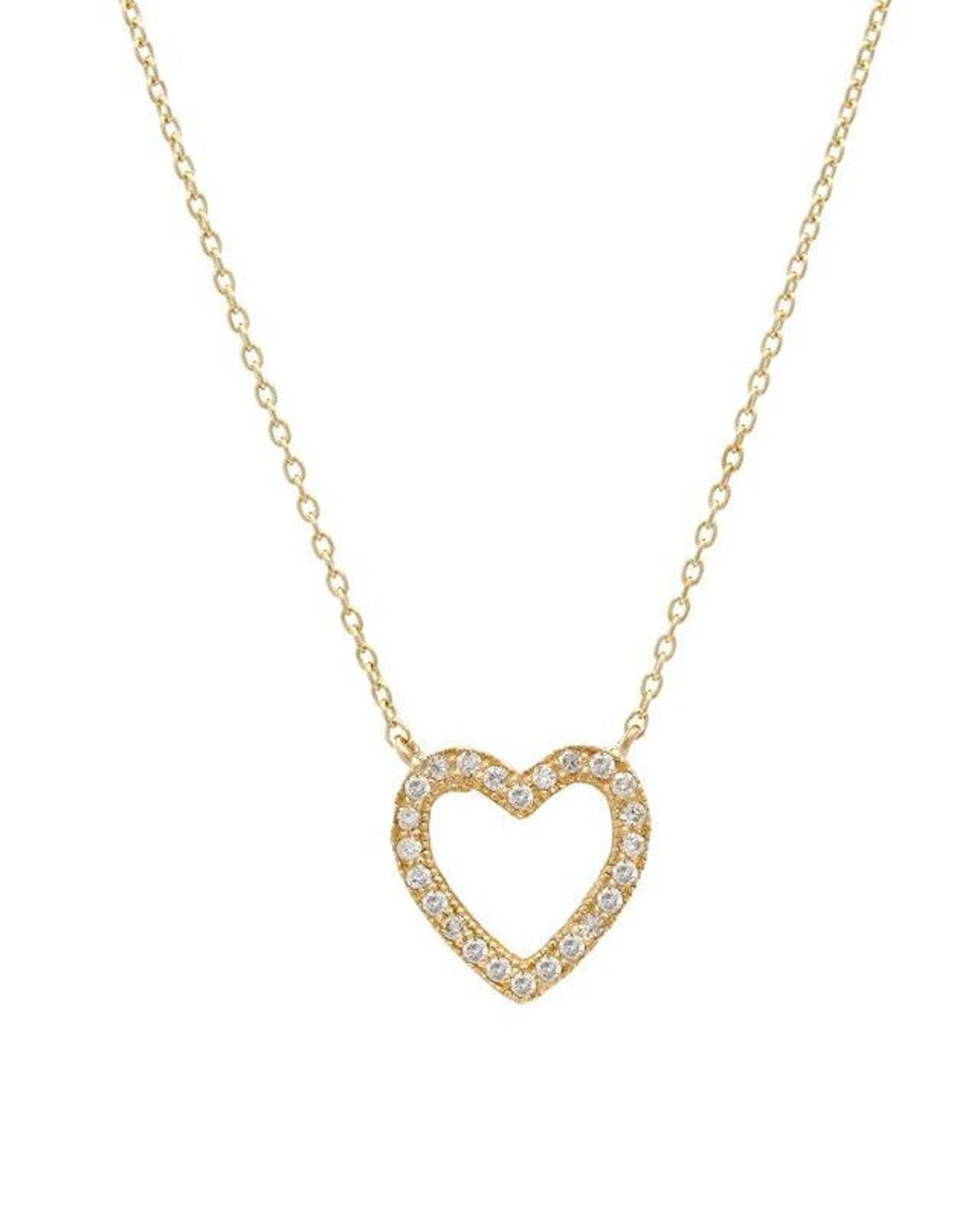 Collier coeur en diamant en or jaune massif 14 carats