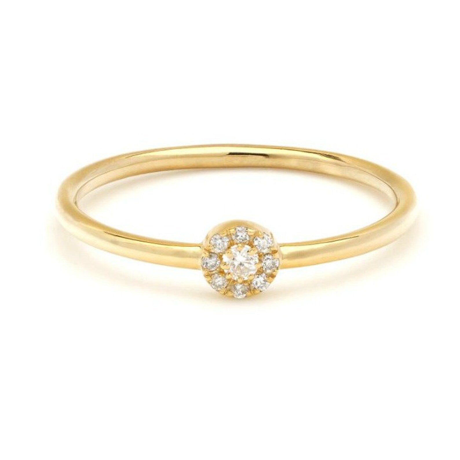14K Gold Minimalist Halo Diamond Ring