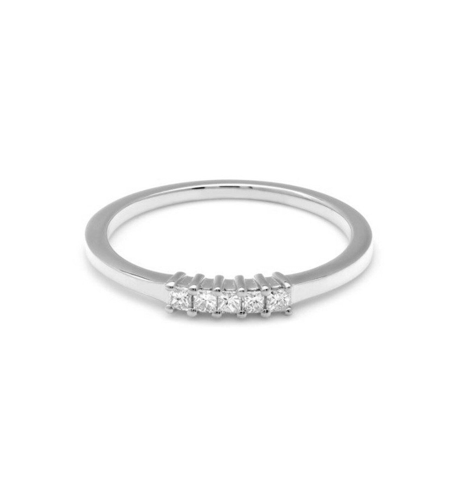 Bague en diamant taille princesse pour femme en or jaune 14 carats