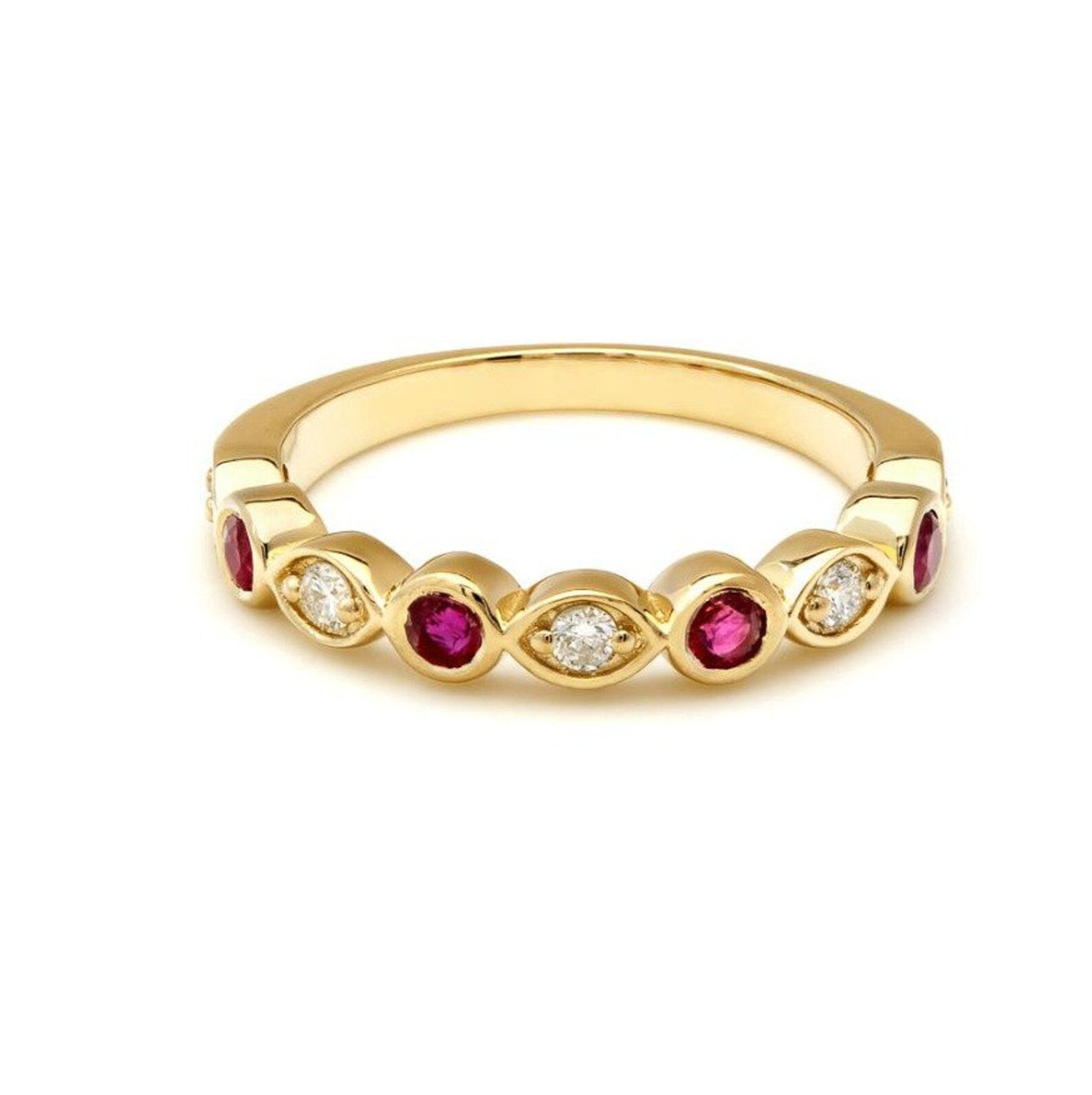 14K Yellow Gold Ruby and Diamond Ring