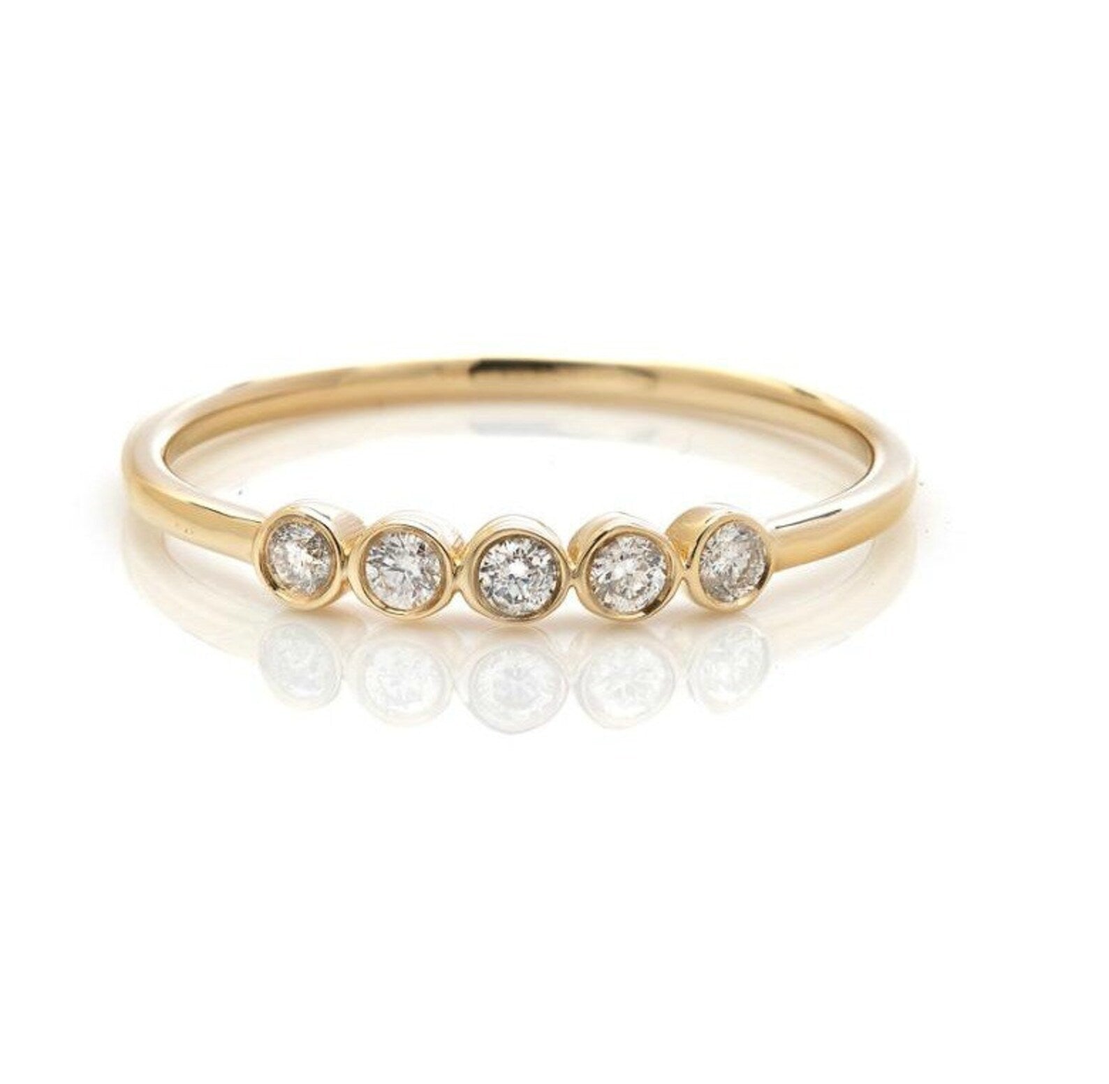 Bagues de mariage en diamant serti clos en or jaune 14 carats