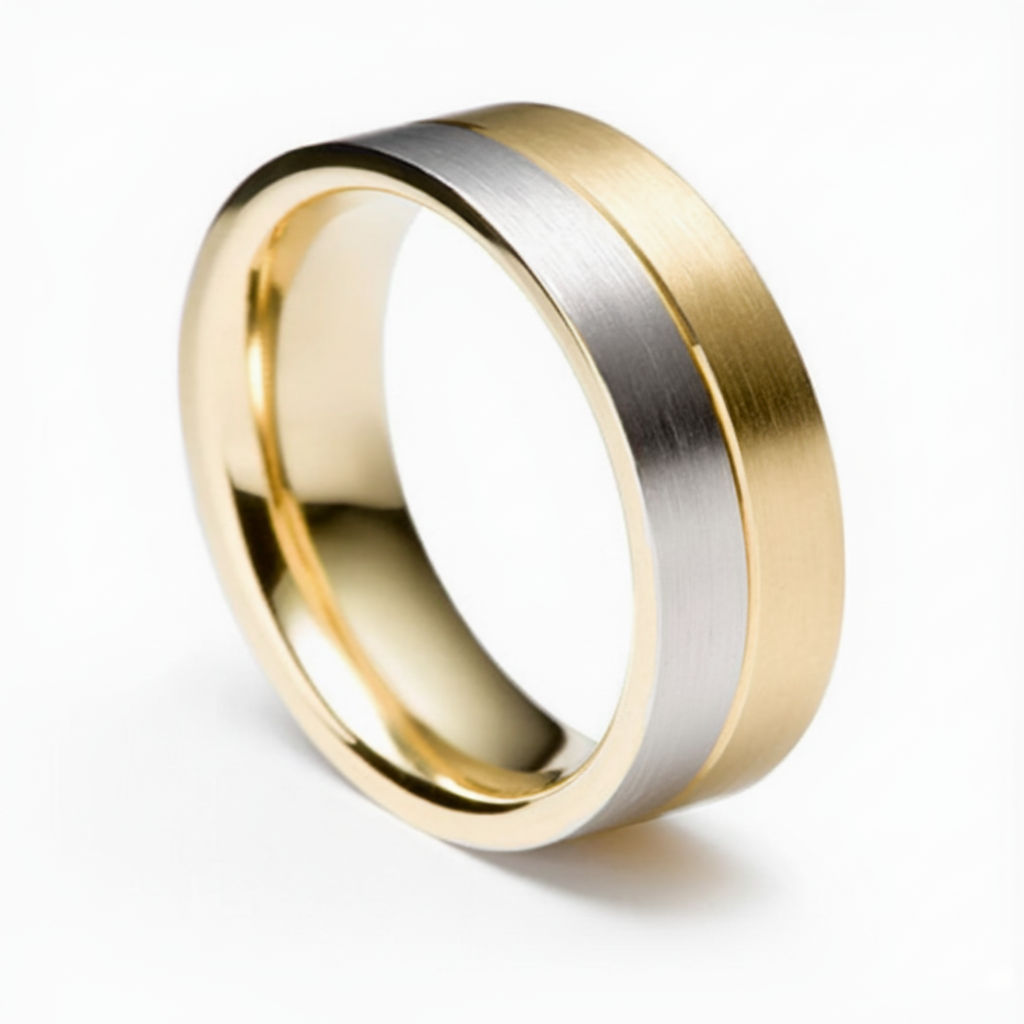Alianzas de boda para hombre en oro de dos tonos