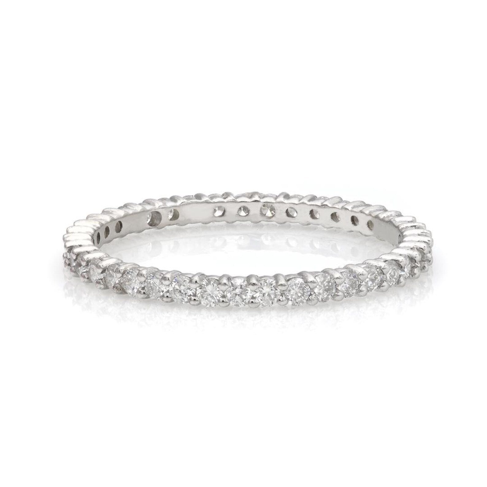 14K White Gold 0.60 Carat Diamond Eternity Wedding Rings