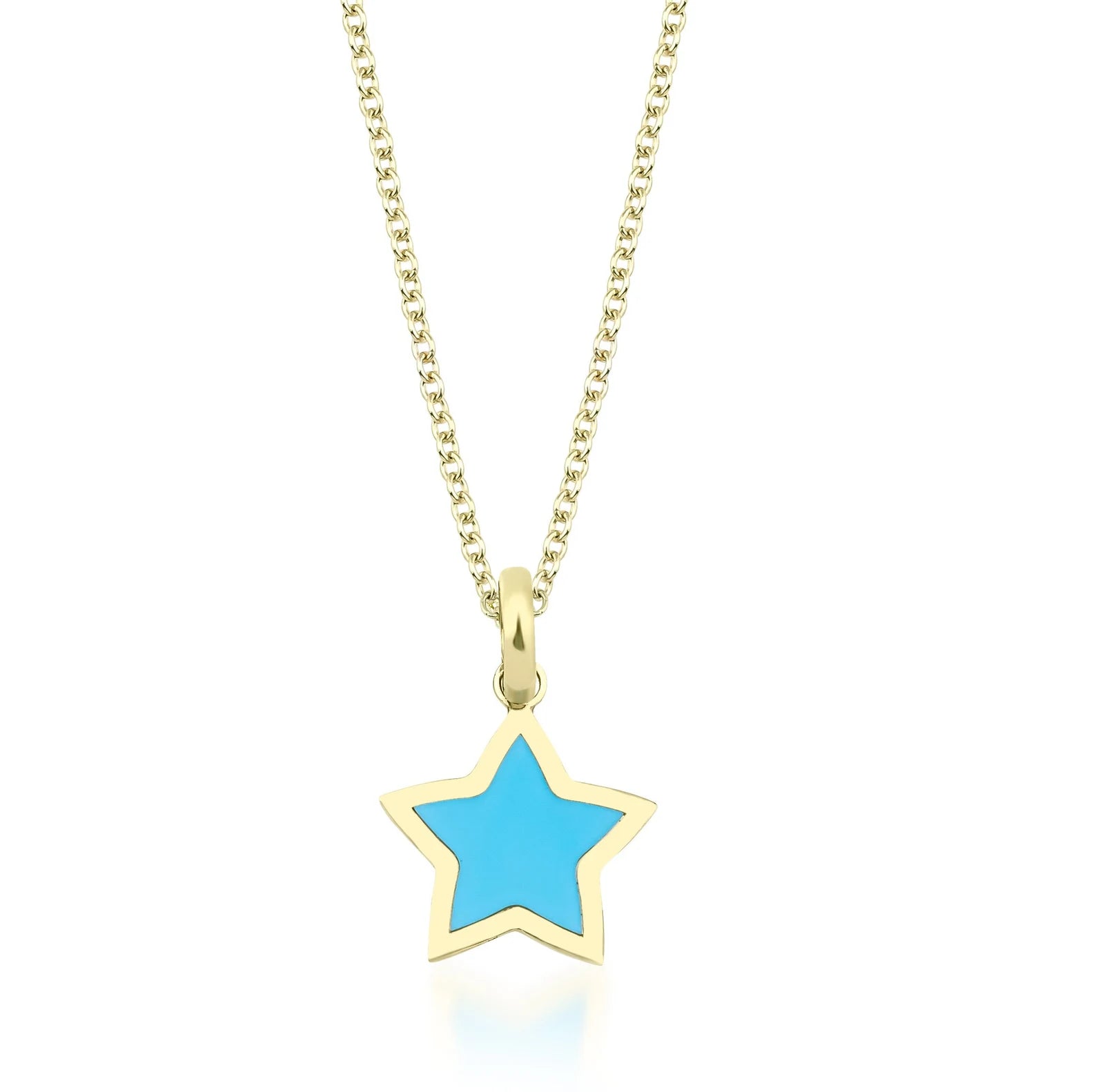 14K Yellow Gold Turquoise Star Necklace