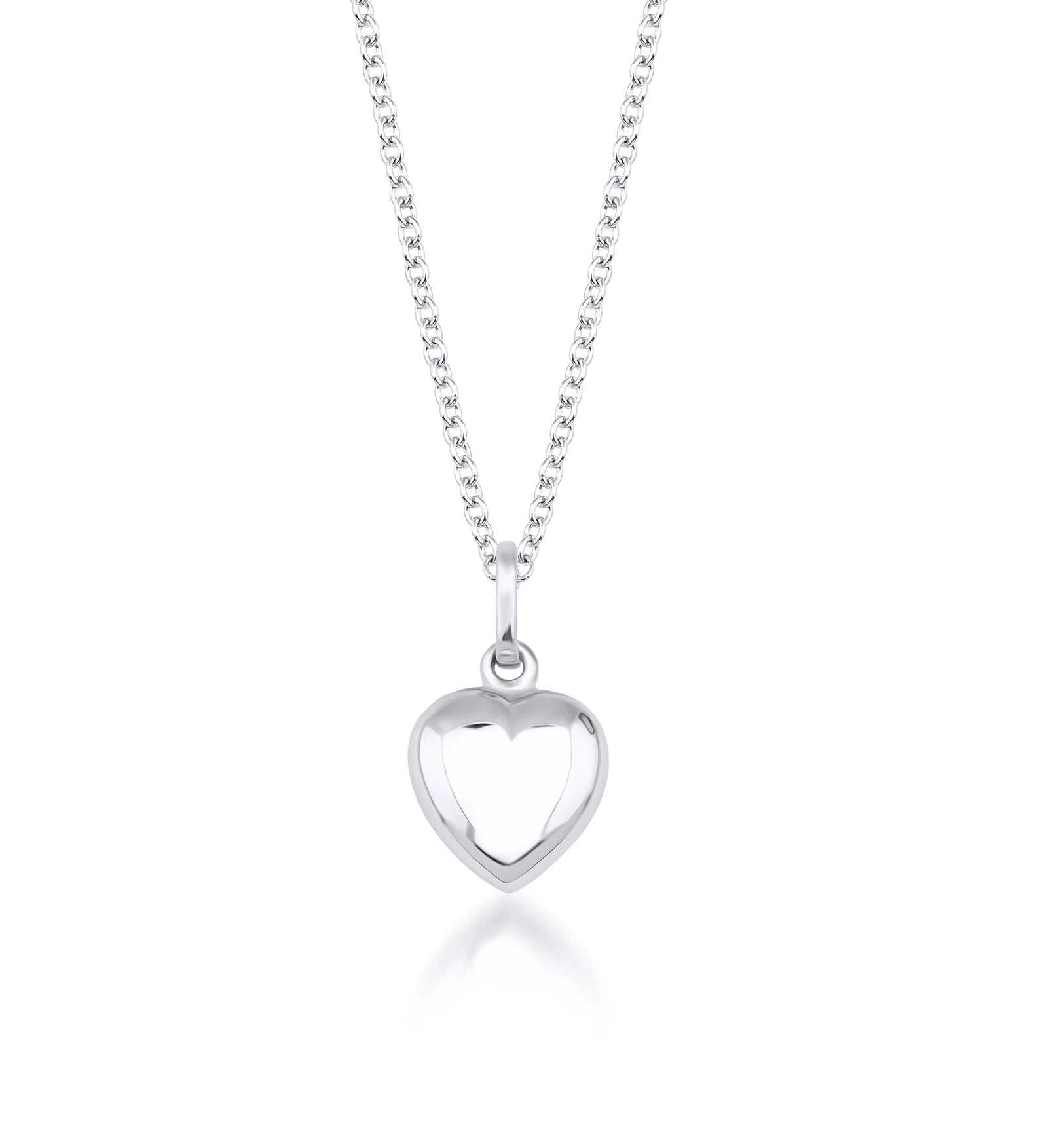 Collier cœur soufflé brillant en or blanc 14 carats