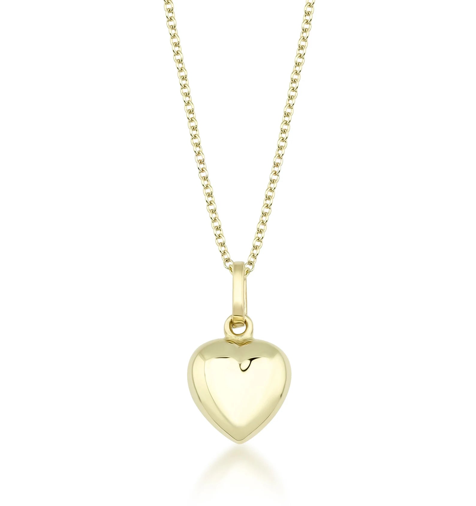 Collier cœur soufflé brillant en or jaune 14 carats