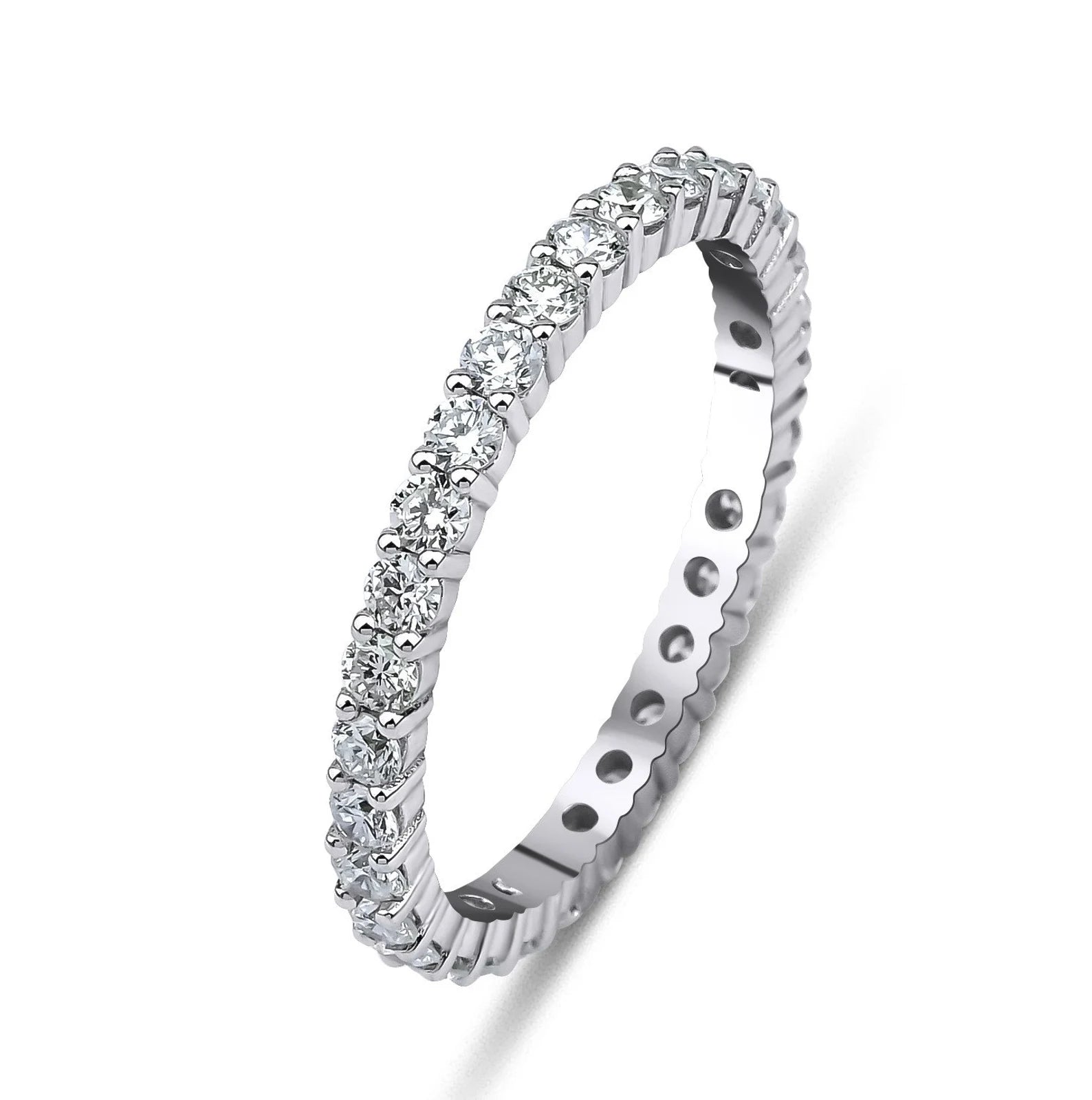 14K White Gold 1.00 Carat Diamond Eternity Wedding Rings