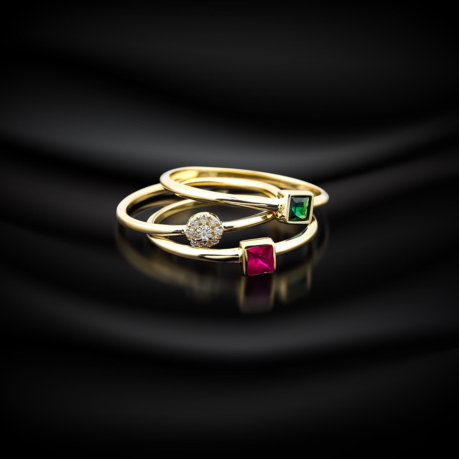 14K Gold Minimalist Halo Diamond Ring